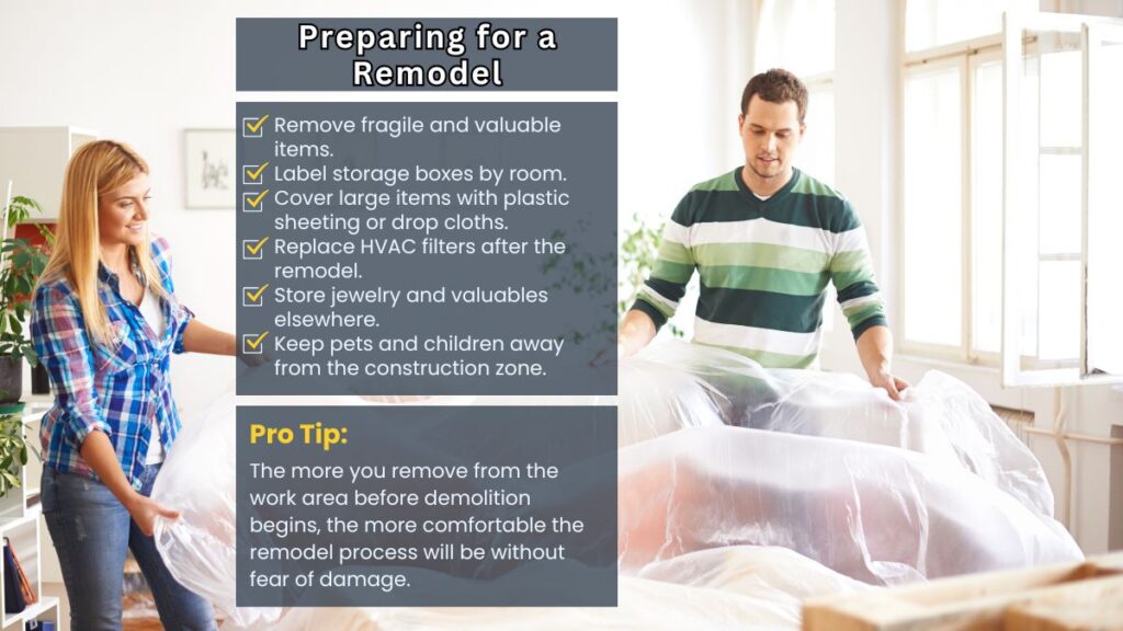Illustration representing preparing a home for a remodel