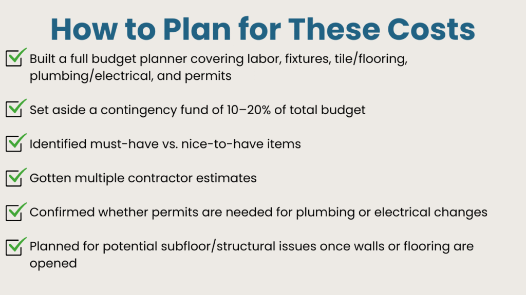 How to Plan for Hidden Bathroom Remodel Costs Checklist
